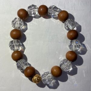 Wood and Clear Crystal Bracelet